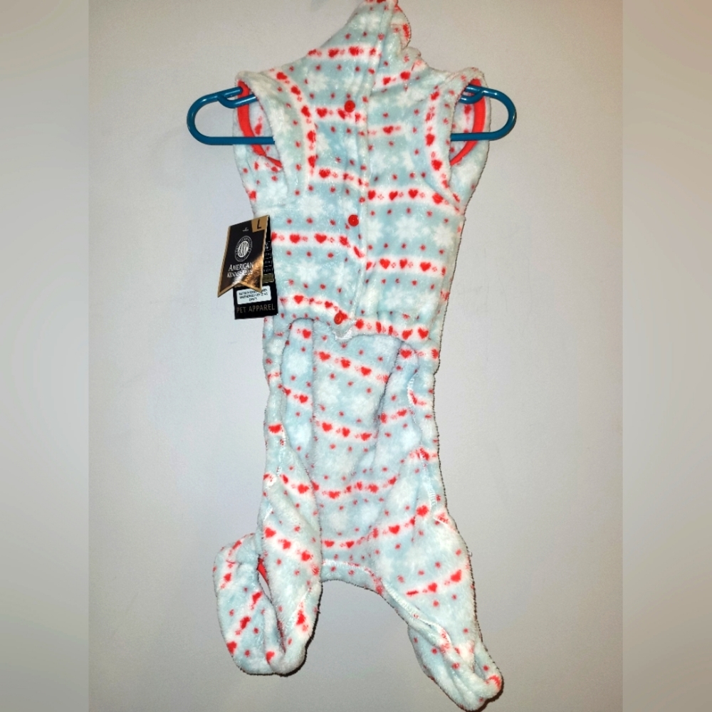 🆕️ American Kennel Club Fleece Heart Print Dog PJs Pajamas Outfit Size Large 🐶
